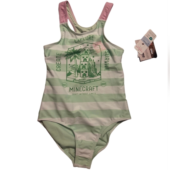 Girls Minecraft Bathing Suit Onepiece Swim - Picture 4 of 10